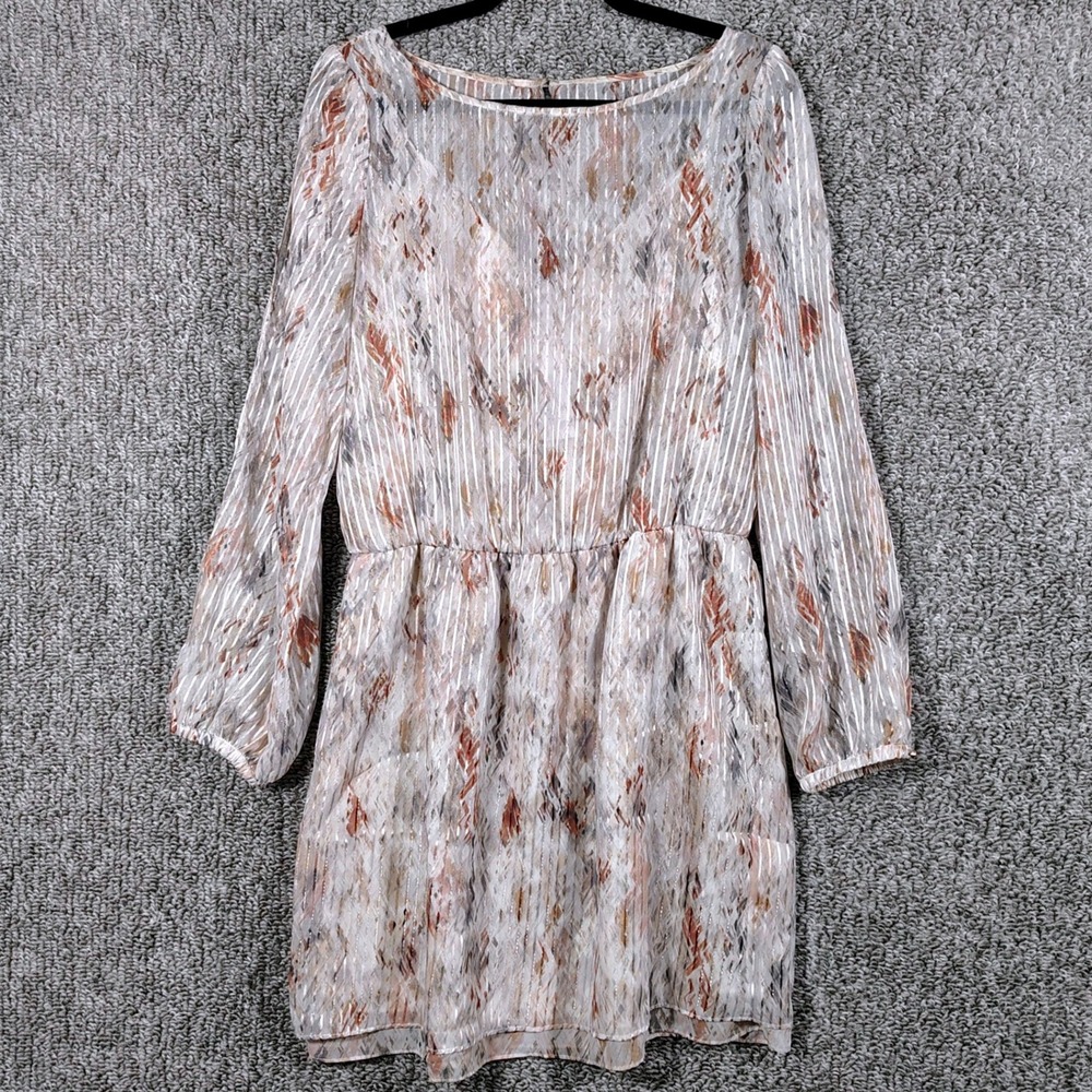 White House Black Market Boho Dress Ecru Rose Smoke Ethereal Women 10
